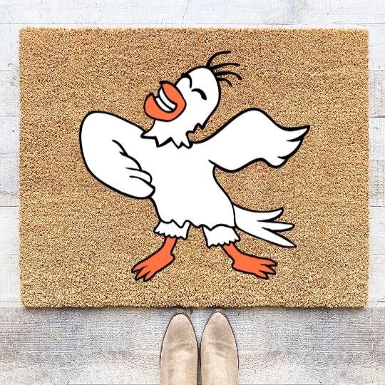 Seagull bird dances happily celebrates cheerful Coir Doormats
