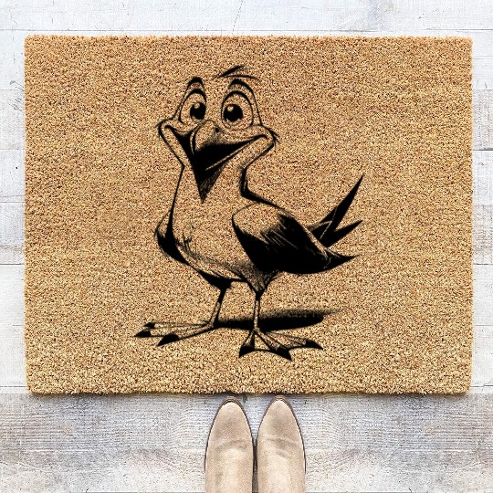 Nice flappy man funny seagull bird Coir Doormats