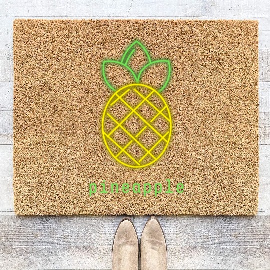Tropical Neon Pineapple Fruit Summer Design Coir Doormats