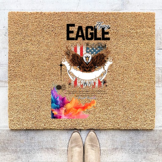 Eagle Full American Flag Bald Eagle Feather Style Coir Doormats