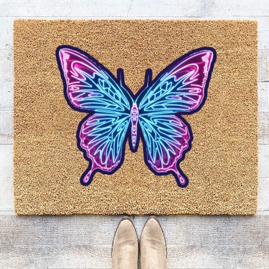 Neon Butterfly Coir Doormats
