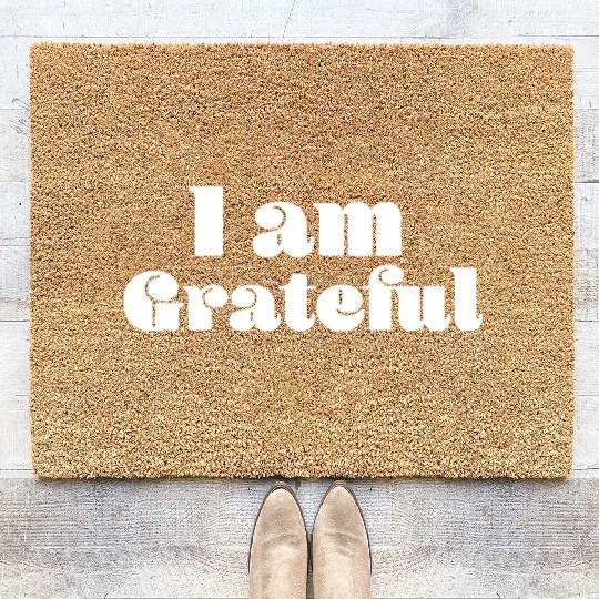 I Am Grateful Affirmation Quote Merch Coir Doormats