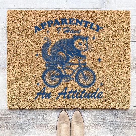 Funny Opossum Biking Coir Doormats