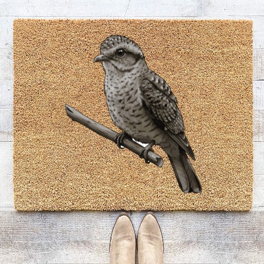 Realistic Grackle Bird Illustration Coir Doormats