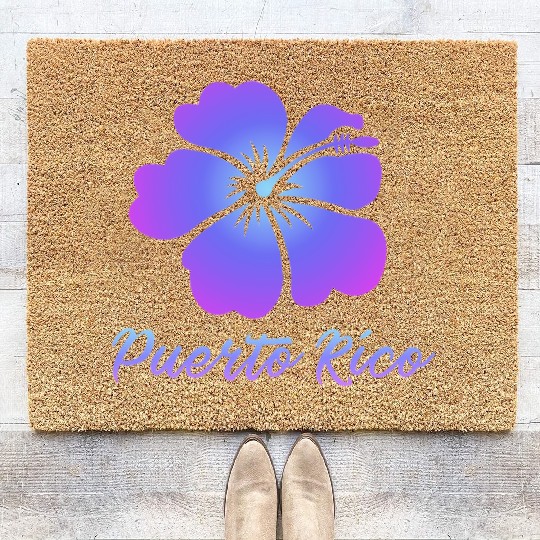 Puerto Rico Hibiscus Coir Doormats