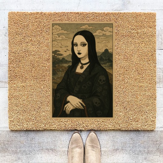 Gothic Geisha Mona Lisa Ukiyo-e Portrait with Coir Doormats