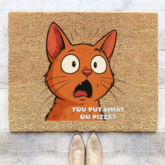 Funny Shocked Cat Meme Coir Doormats