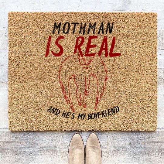 Mothman Is My Boyfriend For Cryptid Lover Coir Doormats
