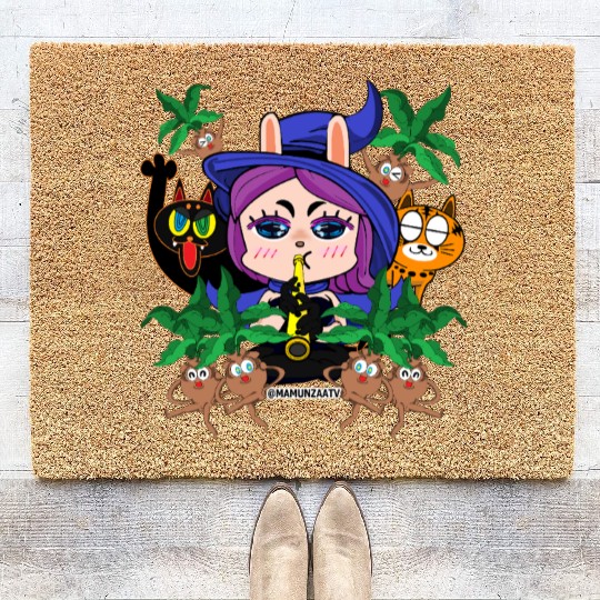Muntan Magic Festival Witch with Jungle Creatures Coir Doormats