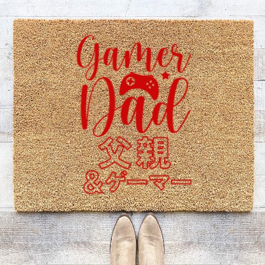 Gamer Dad Script Red Coir Doormats