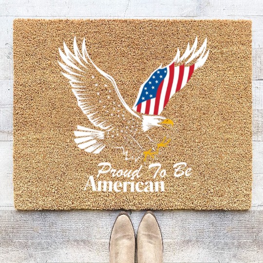 Proud To Be American Eagle Flag Coir Doormats