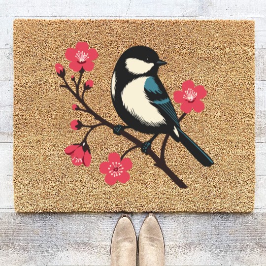 Cherry Blossom Bird - Spring Serenity Art Coir Doormats