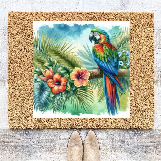 Majestic Macaw Parrot Coir Doormats