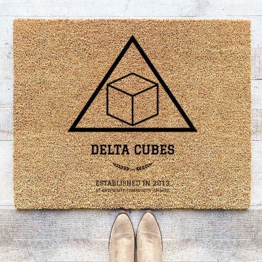 DELTA CUBES (black lettering) Coir Doormats