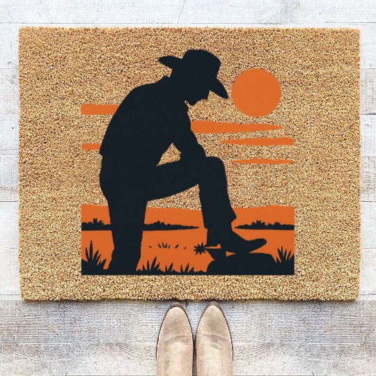 Western Cowboy Sunset Coir Doormats