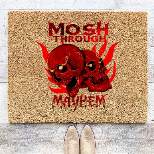Mosh Through Mayhem Skull Design Coir Doormats