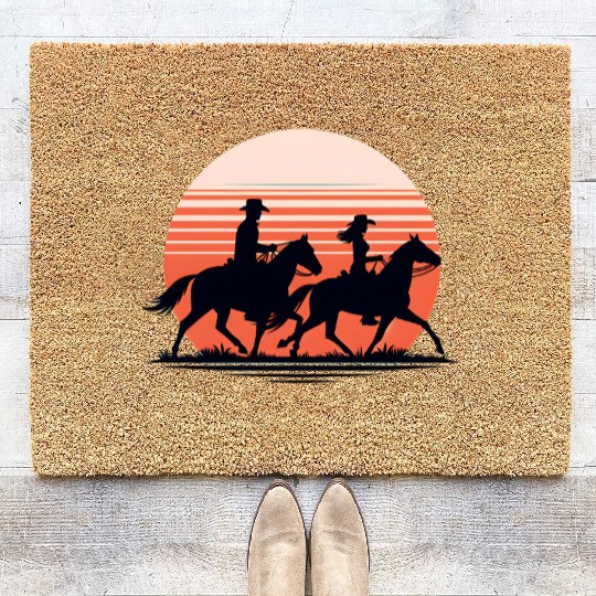 Equestrian Sunset Silhouette Coir Doormats