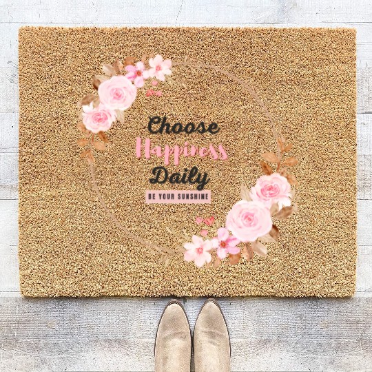 Choose Happiness Floral Frame - Bloom With Joy Coir Doormats