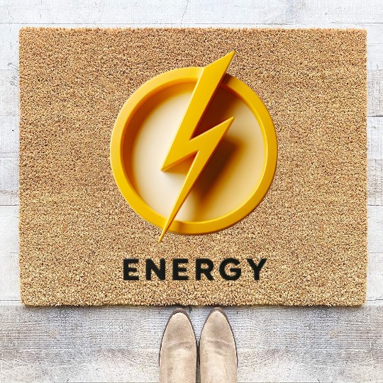Minimalist Energy Lightning Bolt Cap Design Coir Doormats