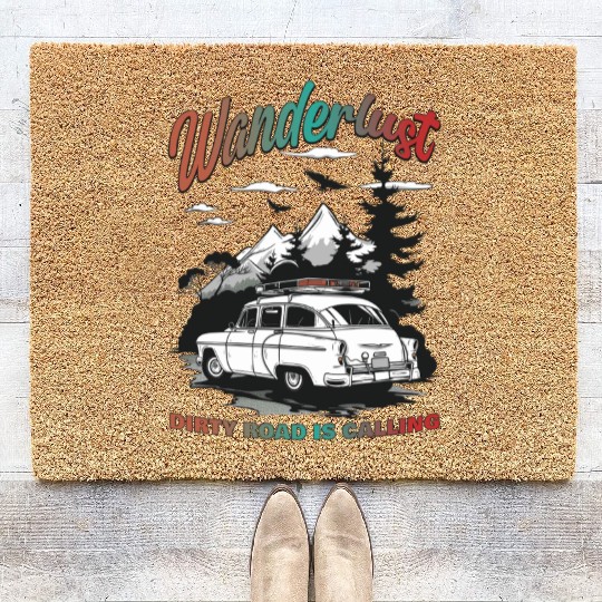 Camping Wanderlust Dirty Road Is Calling Coir Doormats