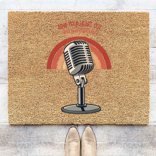 Sing Your Heart Out Microphone Crooner Retro 50s Coir Doormats