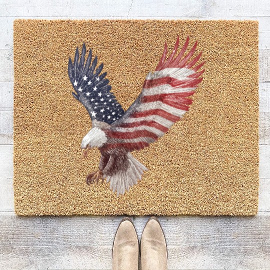 Bald Eagle with the American Flag Forming Wings Coir Doormats