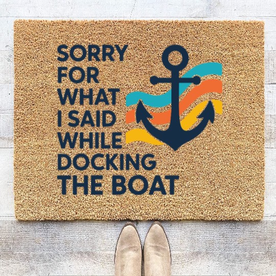 Sorry I Said Docking Boat Retro Waves Coir Doormats