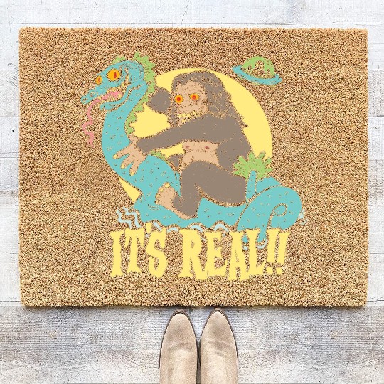 Bigfoot Rides Nessie UFO Cryptid Monster Mayhem Coir Doormats