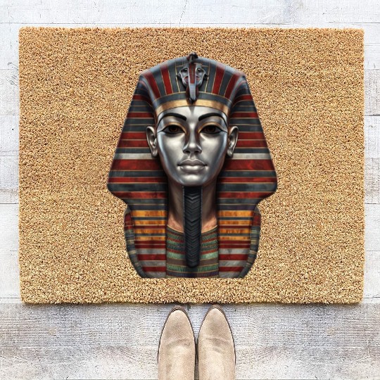 Ancient Egyptian Funerary Mask With Silver Face Coir Doormats