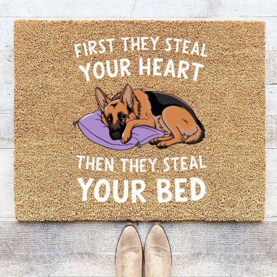 German Shepherd Steals Heart and Bed Coir Doormats