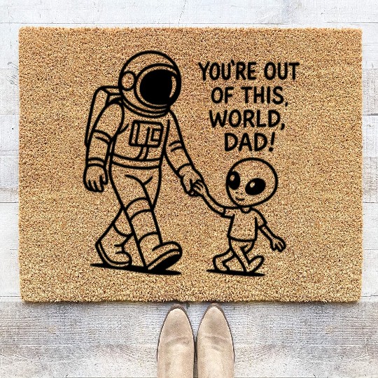 Alien Dad from Outer Space Coir Doormats