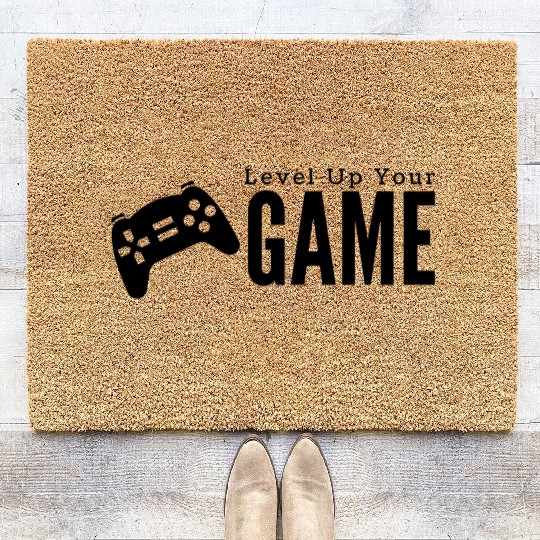 "Level Up Your Game" – Motivational Design Coir Doormats