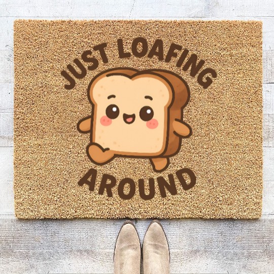 Cute Toast Loafing Meme Design Coir Doormats