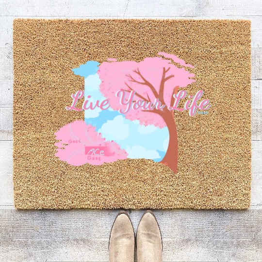 Pink Cherry Blossom Inspirational Design Coir Doormats