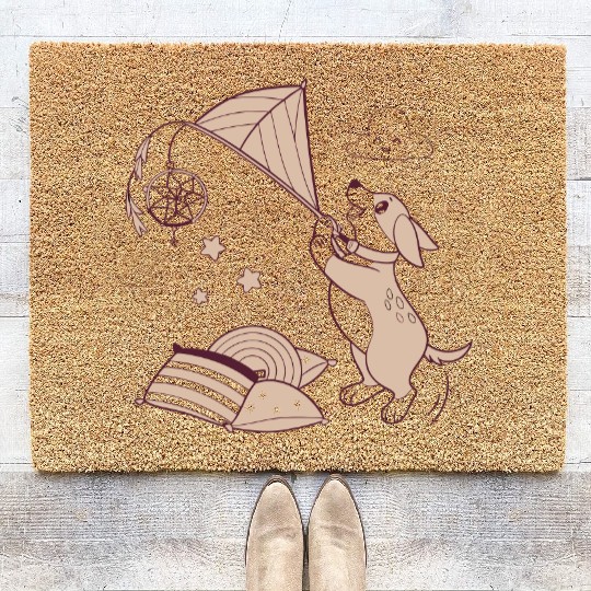 Whimsical Dachshund with Dreamcatcher Coir Doormats