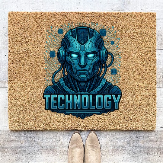 Futuristic AI Cyborg Artwork Coir Doormats