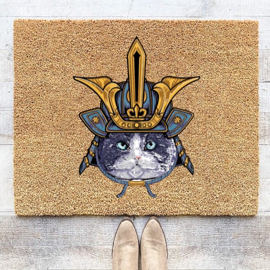 Samurai Cat Warrior Coir Doormats