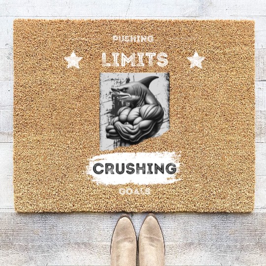 PUSHING LIMITS – Ripped Shark Gym Design Coir Doormats