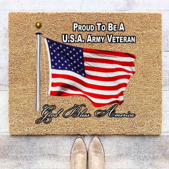 Proud To Be A US Army Veteran Coir Doormats
