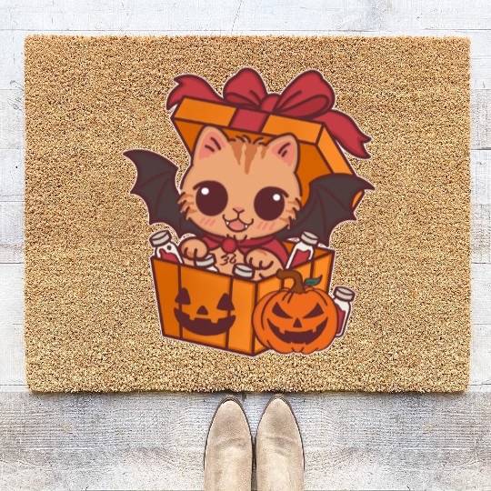 Halloween Cat with Potion Gift Box Coir Doormats