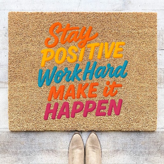 Stay Positive Colorful Motivational Quote Coir Doormats