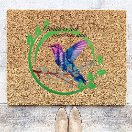 Vibrant Hummingbird and Blossoms Design Coir Doormats
