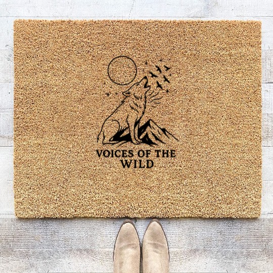 Celestial Wolf Night Sky Design Coir Doormats