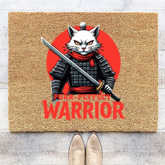 Purr-Perfect Warrior Cat Design Coir Doormats