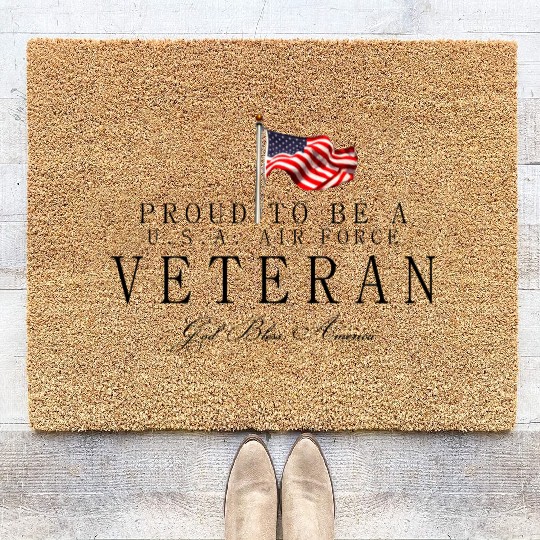 Proud To Be A US Air Force Veteran Coir Doormats
