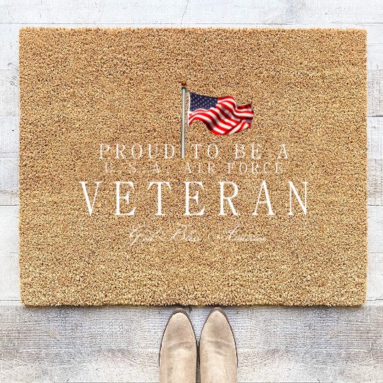 Proud To Be A US Air Force Veteran Coir Doormats
