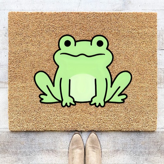 Lime Green Cartoon Frog Design Coir Doormats