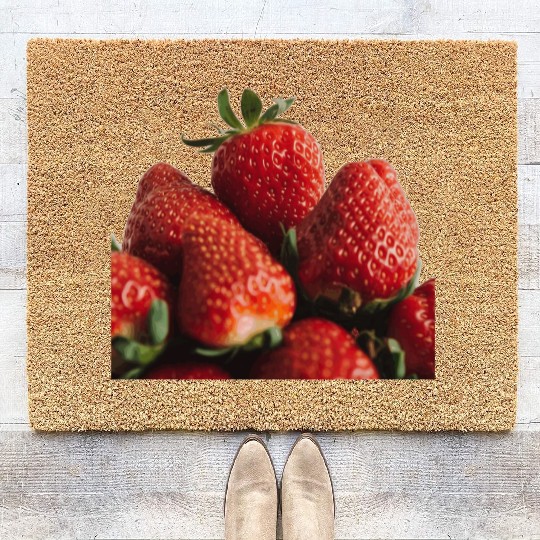 Vivid Strawberry Cluster Print Coir Doormats