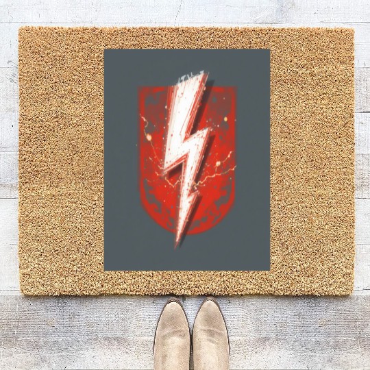 Red Lightning Bolt Graphic – Superhero Thunder Coir Doormats