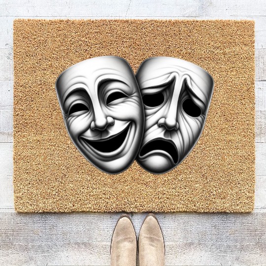 Comedy and Tragedy Masks – Classic Theater Art  Coir Doormats